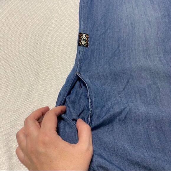 Miss Me Denim Tunic with Aztec Style Stripe - Picture 8 of 10